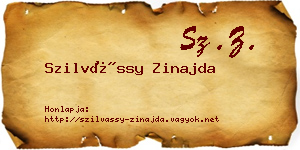 Szilvássy Zinajda névjegykártya